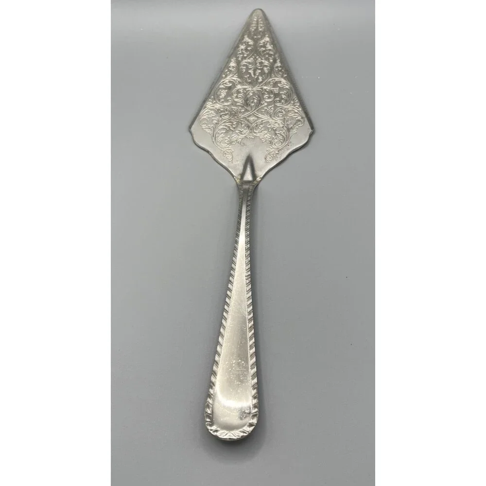 Ornate Italian Baroque Style Silverplate Cake Server for Wedding or Anniversary